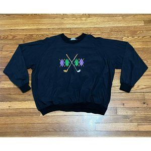 Vintage Sunderland Men's Golf Windbreaker Jacket Black Pullover Crewneck XXL